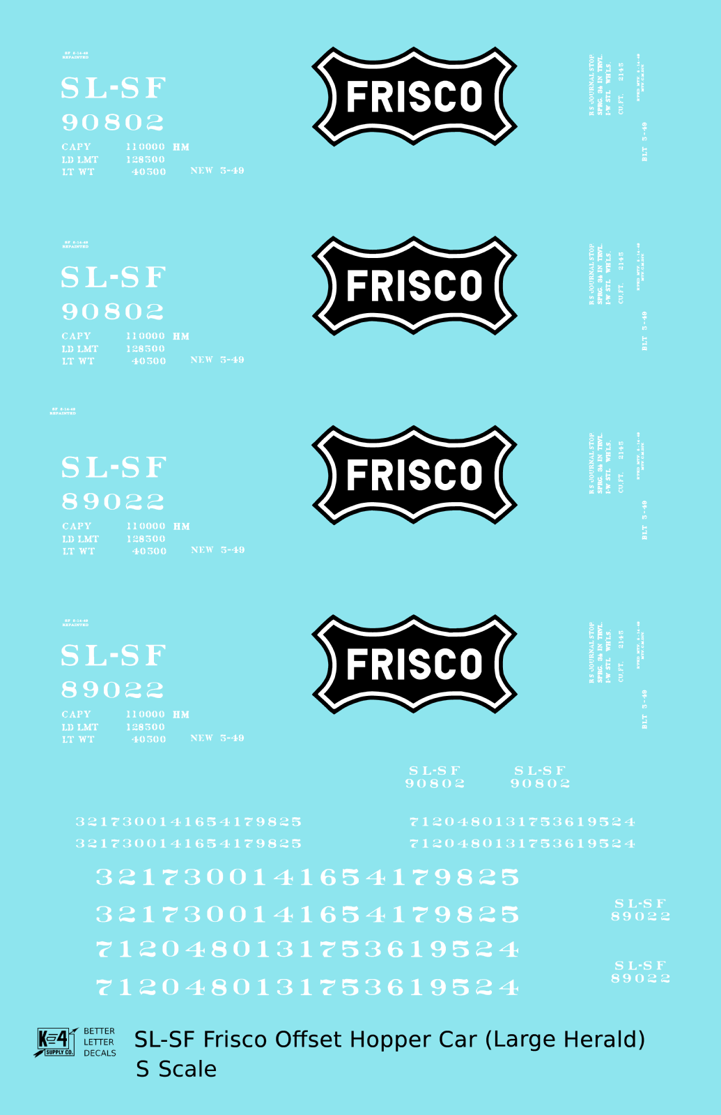 SLSF Frisco Twin Hopper Car White Large Herald