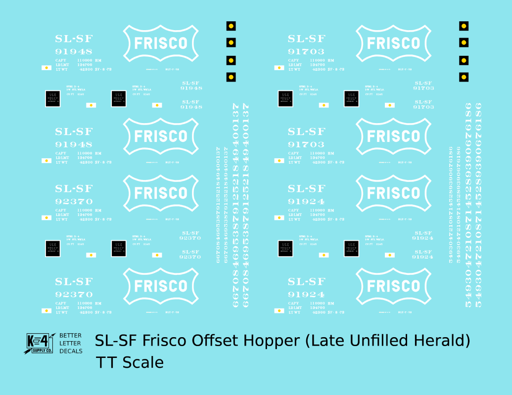 SLSF Frisco Offset Twin Hopper White Unfilled Herald