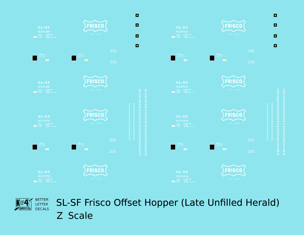 SLSF Frisco Offset Twin Hopper White Unfilled Herald