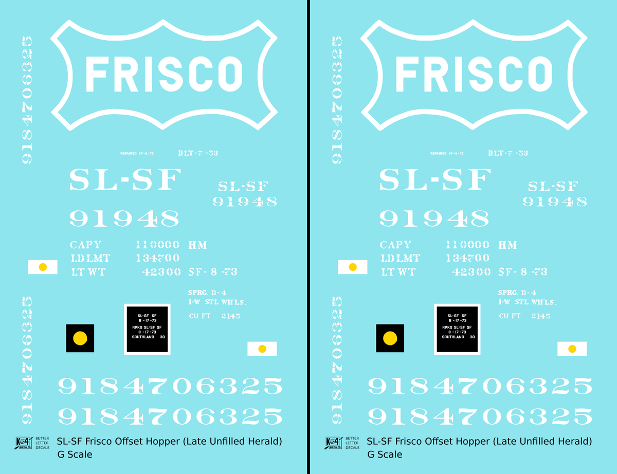 SLSF Frisco Offset Twin Hopper White Unfilled Herald