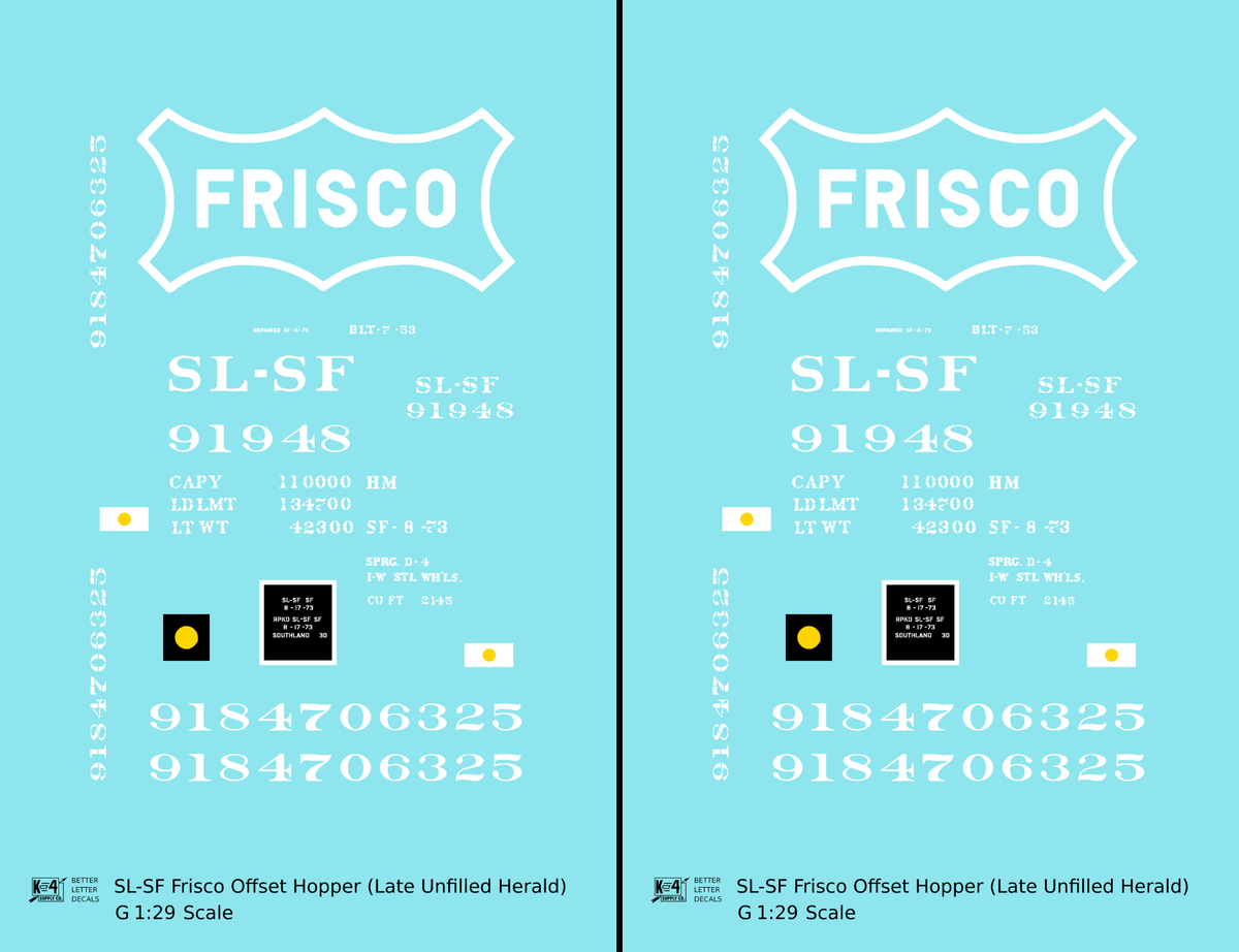 SLSF Frisco Offset Twin Hopper White Unfilled Herald