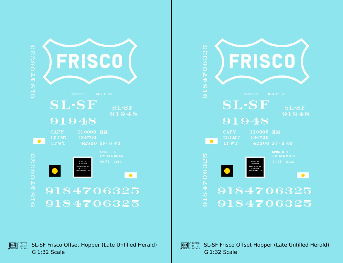 SLSF Frisco Offset Twin Hopper White Unfilled Herald