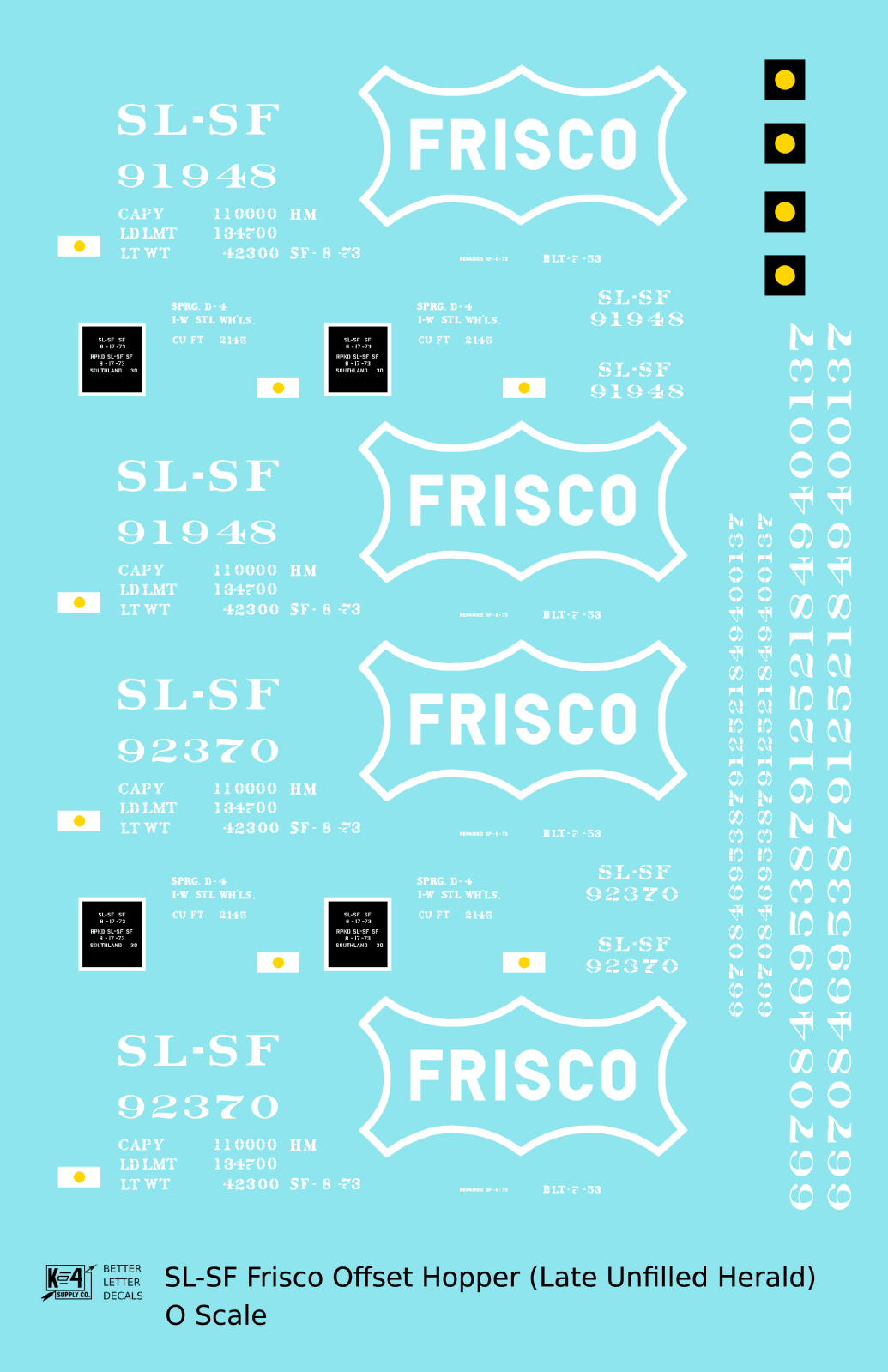 SLSF Frisco Offset Twin Hopper White Unfilled Herald