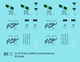 SLSF Frisco GARX Plug Door Boxcar Black and Green  - Decal - Choose Scale