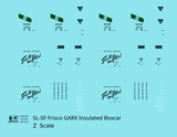 SLSF Frisco GARX Plug Door Boxcar Black and Green  - Decal - Choose Scale