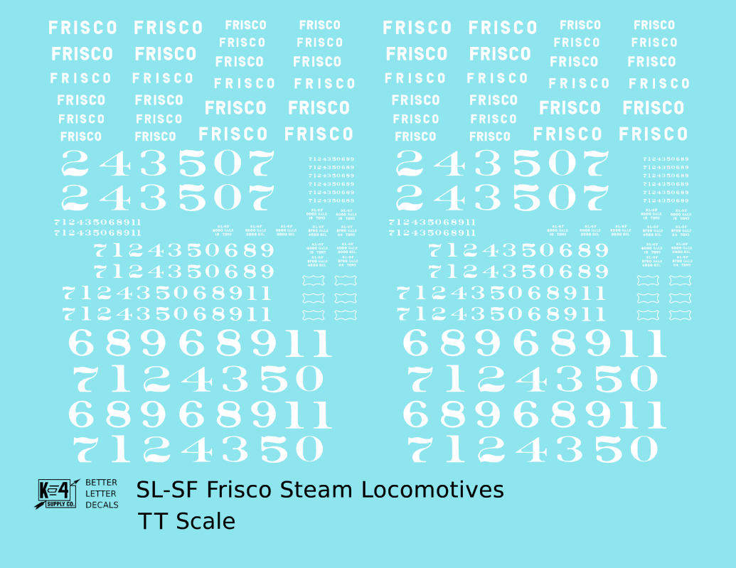 SLSF Frisco Steam Locomotive White