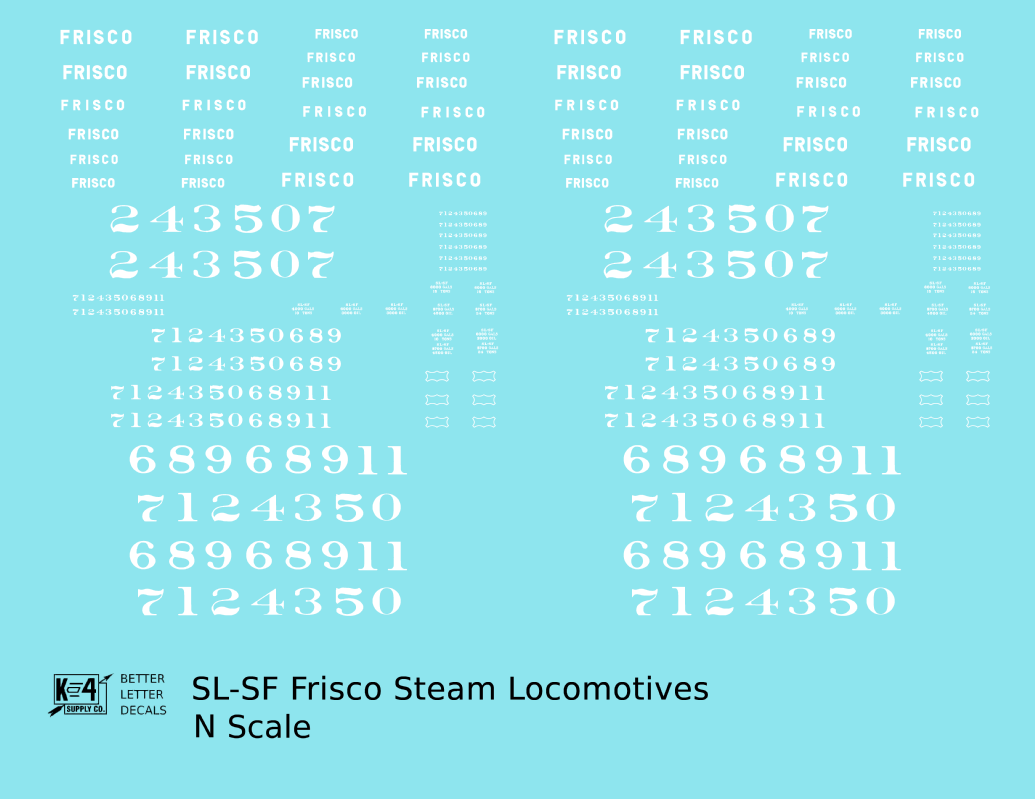 SLSF Frisco Steam Locomotive White