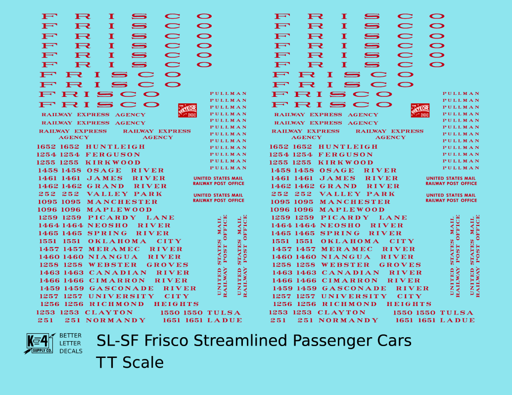 SLSF Frisco Streamlined Passenger Car Red