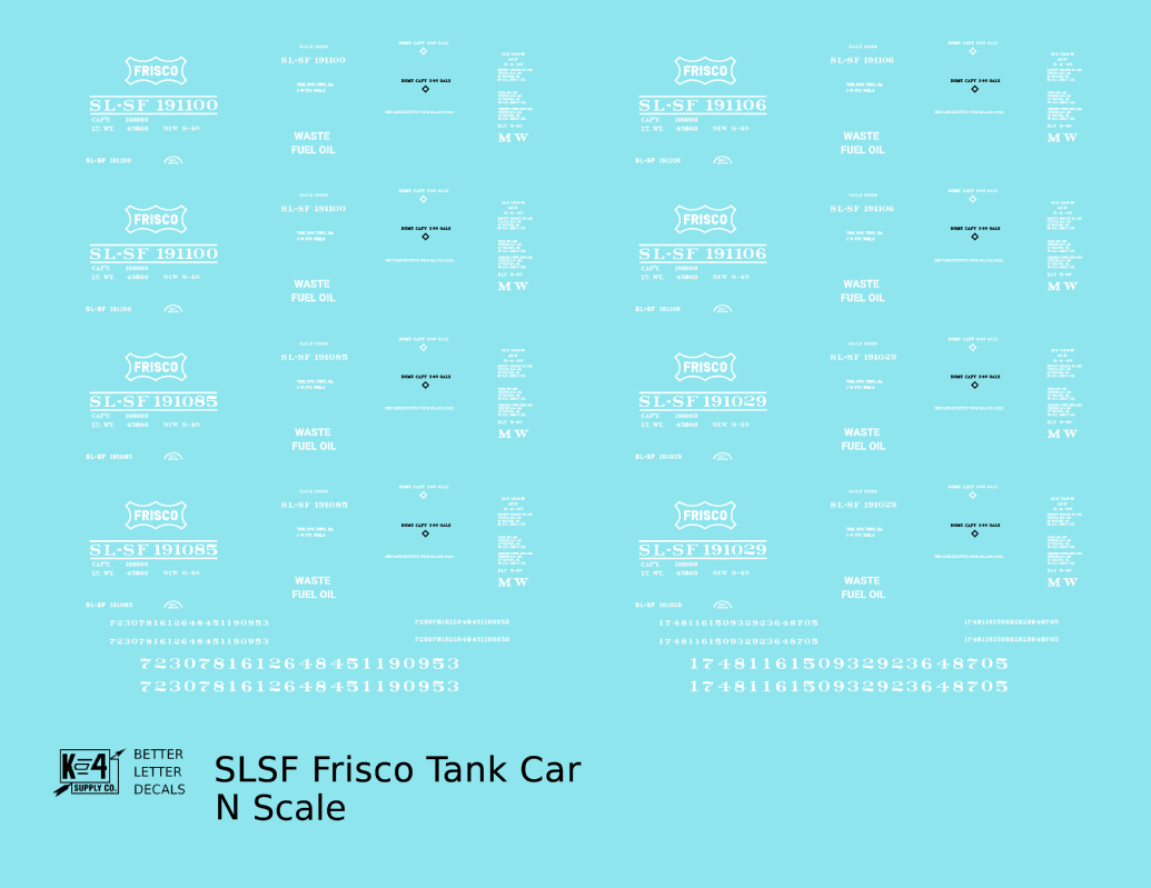 SLSF Frisco Tank Car White