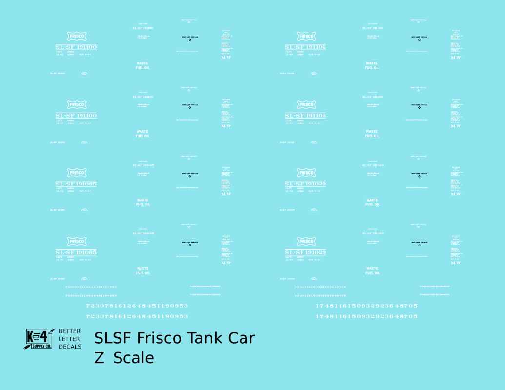 SLSF Frisco Tank Car White