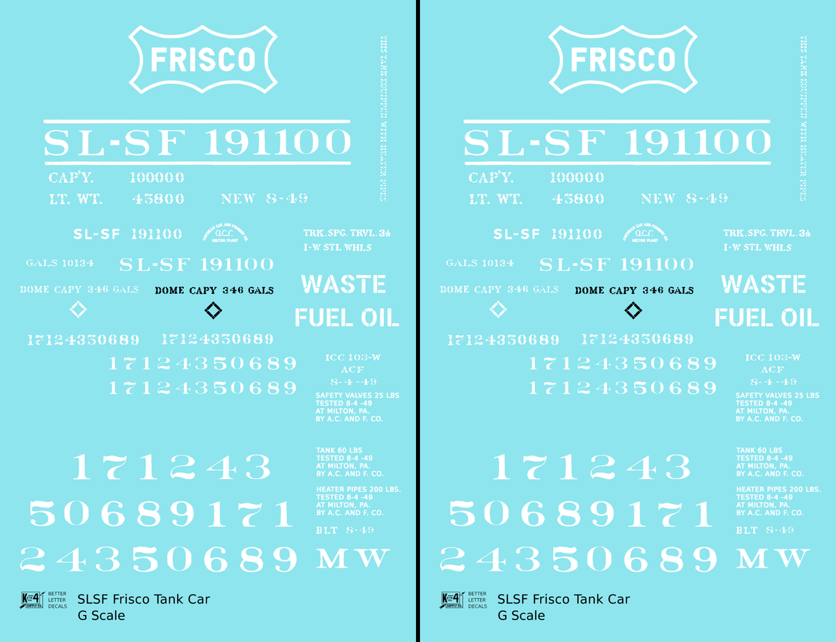 SLSF Frisco Tank Car White