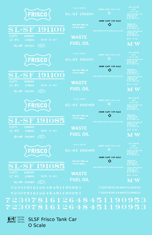 SLSF Frisco Tank Car White