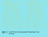 SLSF Frisco Heavyweight Passenger Cars Dulux Gold  - Decal - Choose Scale