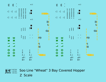 Soo Line PS2-CD Covered Hopper Green, Yellow and Black Wheat Scheme