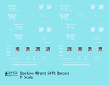 Soo Line 40 and 50 Ft Boxcars White