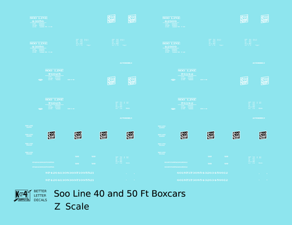 Soo Line 40 and 50 Ft Boxcars White