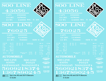 Soo Line 40 and 50 Ft Boxcars White