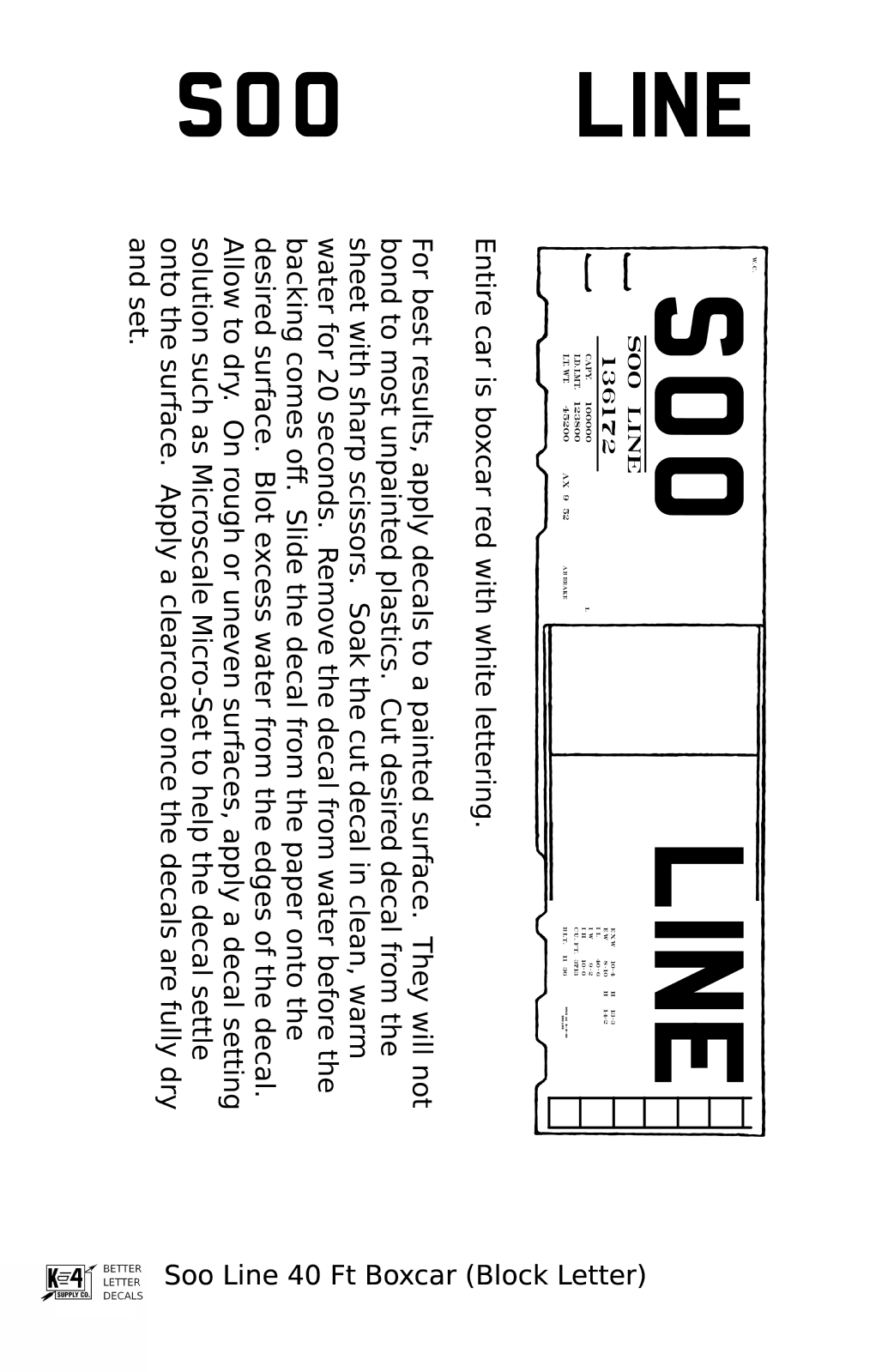 Soo Line 40 Ft Boxcar White Block Letter