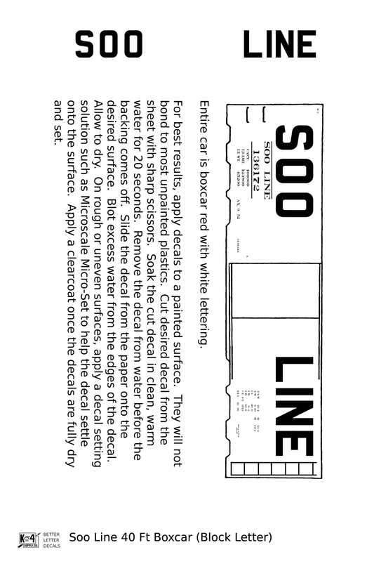 Soo Line 40 Ft Boxcar White Block Letter