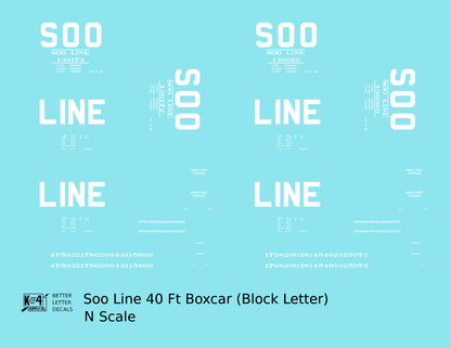 Soo Line 40 Ft Boxcar White Block Letter