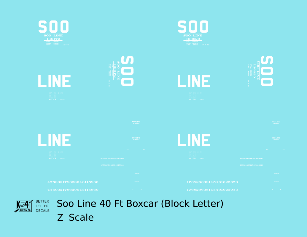 Soo Line 40 Ft Boxcar White Block Letter