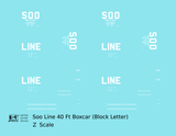 Soo Line 40 Ft Boxcar White Block Letter