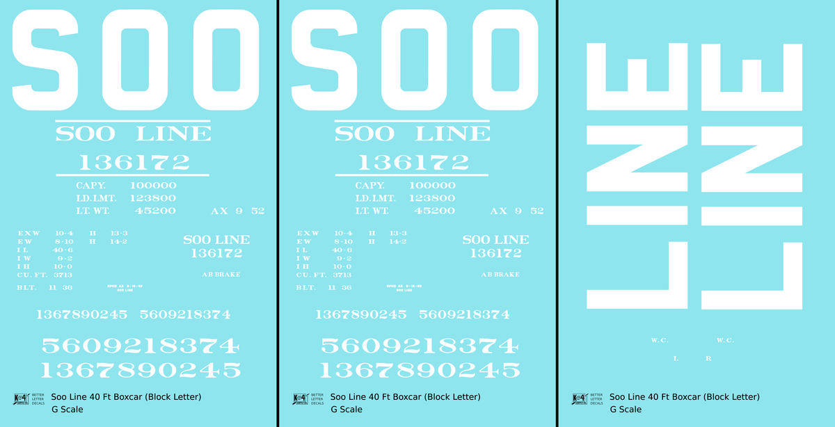 Soo Line 40 Ft Boxcar White Block Letter