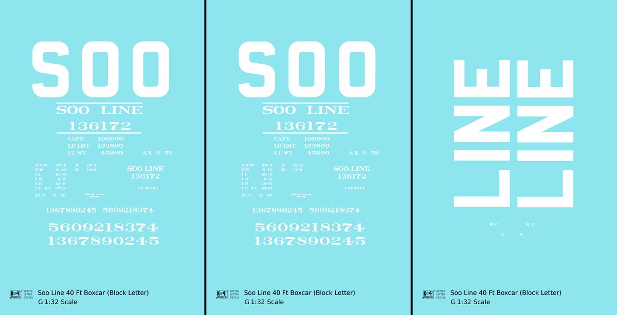 Soo Line 40 Ft Boxcar White Block Letter