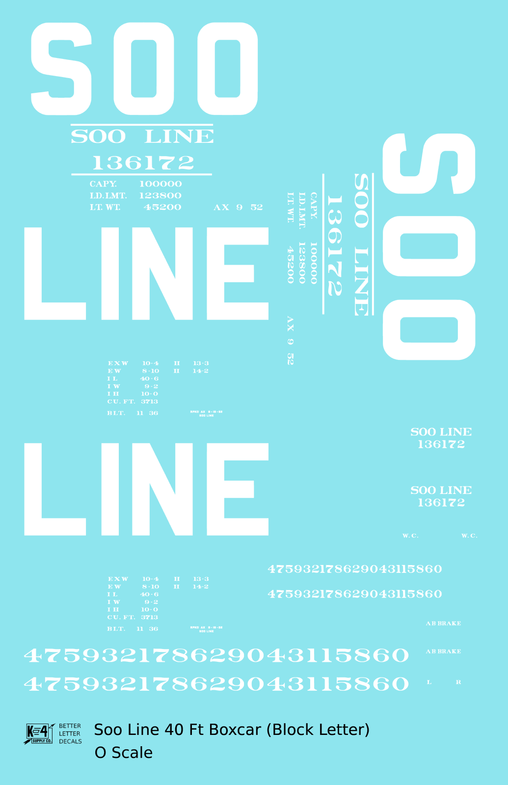 Soo Line 40 Ft Boxcar White Block Letter