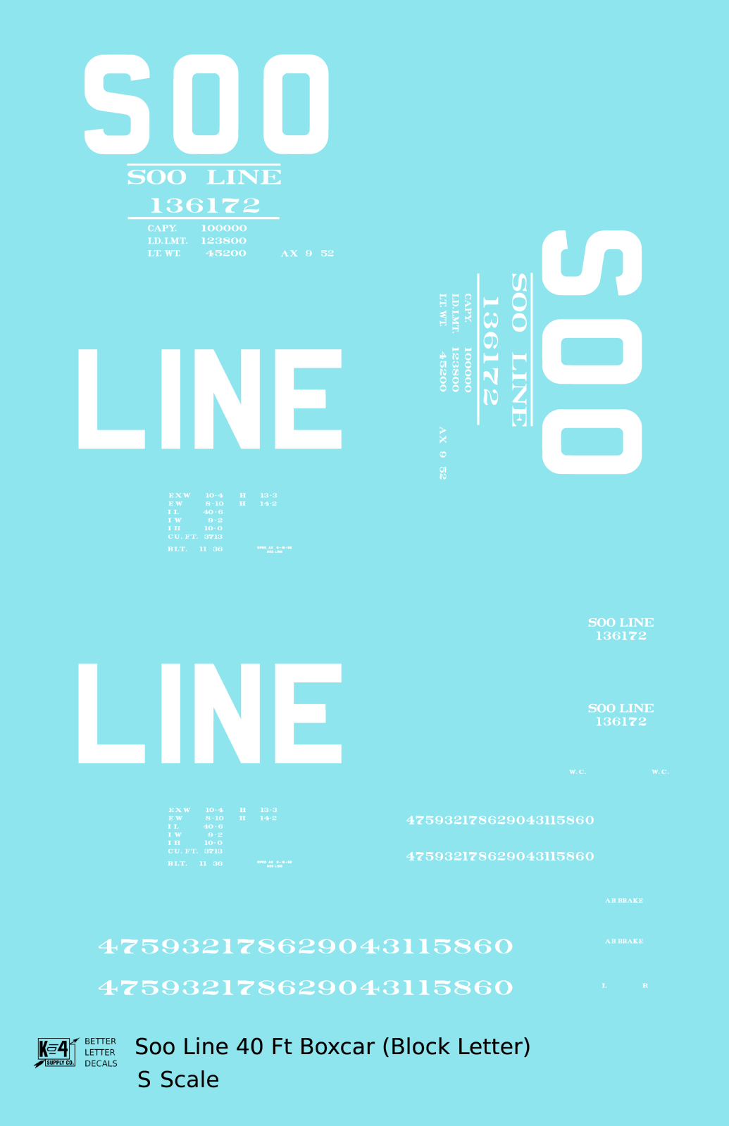 Soo Line 40 Ft Boxcar White Block Letter