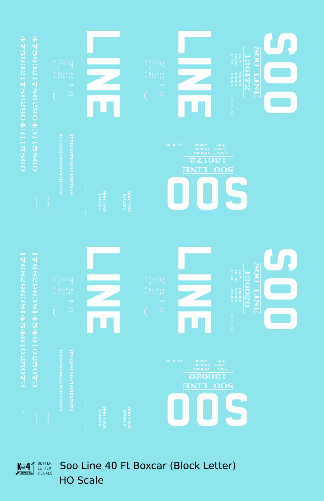 Soo Line 40 Ft Boxcar White Block Letter