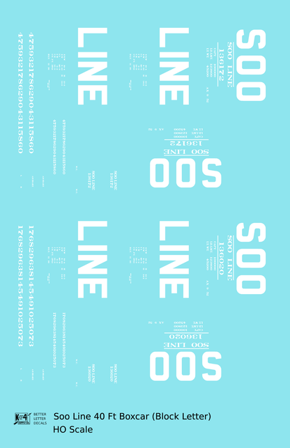 Soo Line 40 Ft Boxcar White Block Letter