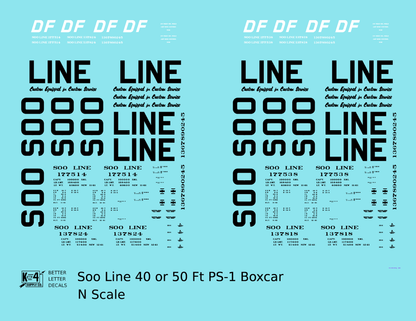 Soo Line 40 / 50 Ft PS-1 Boxcars Black Block Letter
