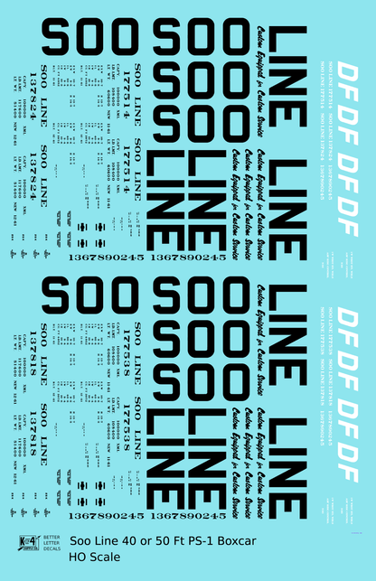 Soo Line 40 / 50 Ft PS-1 Boxcars Black Block Letter