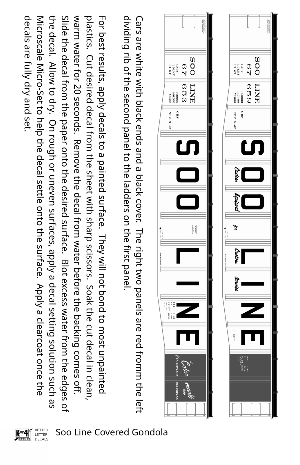 Soo Line Covered Gondola Black Colormark - Decal