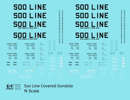Soo Line Covered Gondola Black Colormark - Decal - Choose Scale