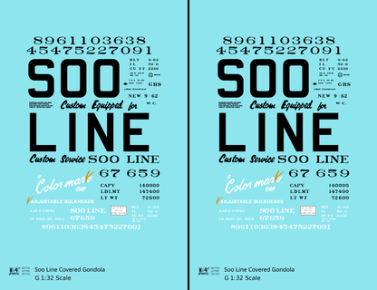 Soo Line Covered Gondola Black Colormark - Decal - Choose Scale