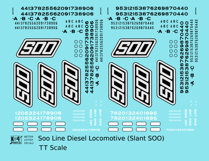 Soo Line Diesel Locomotive Black and White Slant SOO