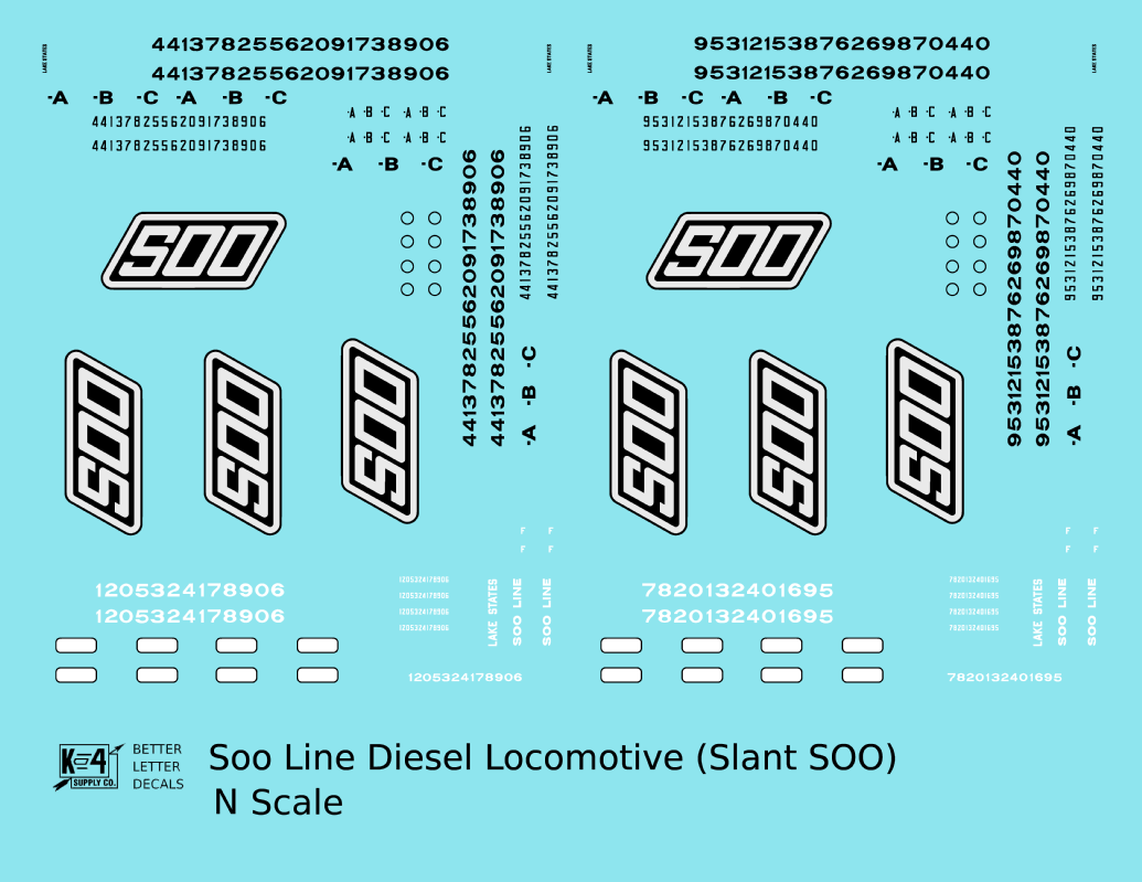 Soo Line Diesel Locomotive Black and White Slant SOO
