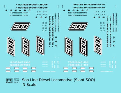 Soo Line Diesel Locomotive Black and White Slant SOO