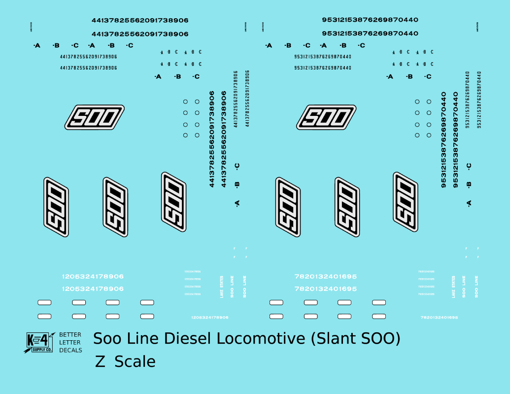 Soo Line Diesel Locomotive Black and White Slant SOO