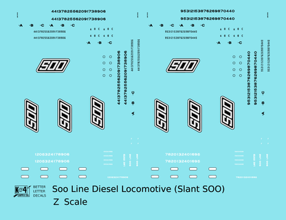 Soo Line Diesel Locomotive Black and White Slant SOO