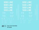 Soo Line 40 Ft, 52 Ft Gondolas White  - Decal - Choose Scale