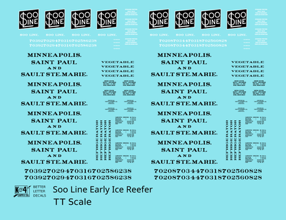 Soo Line Early Wood Ice Reefer Black  - Decal - Choose Scale