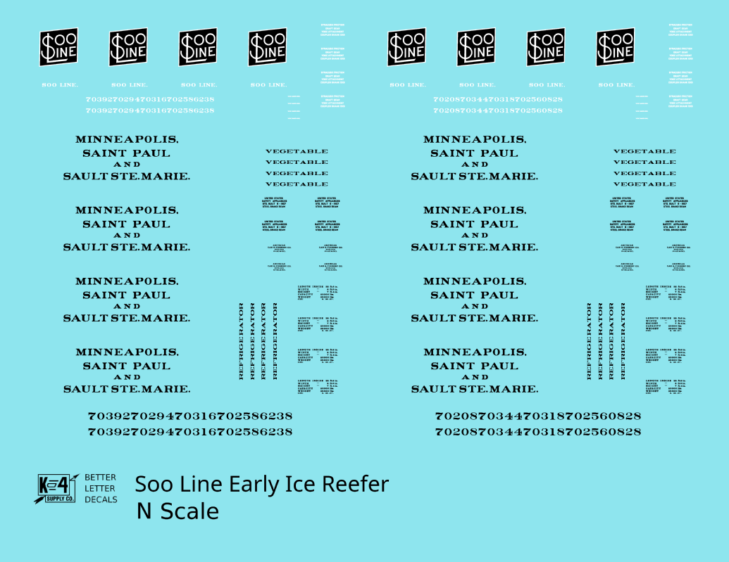 Soo Line Early Wood Ice Reefer Black  - Decal - Choose Scale
