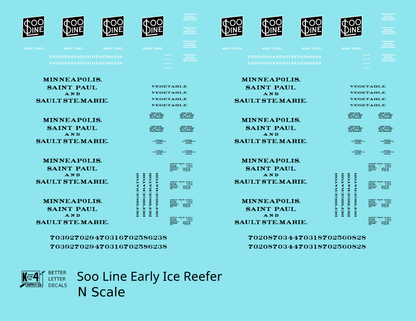 Soo Line Early Wood Ice Reefer Black  - Decal - Choose Scale
