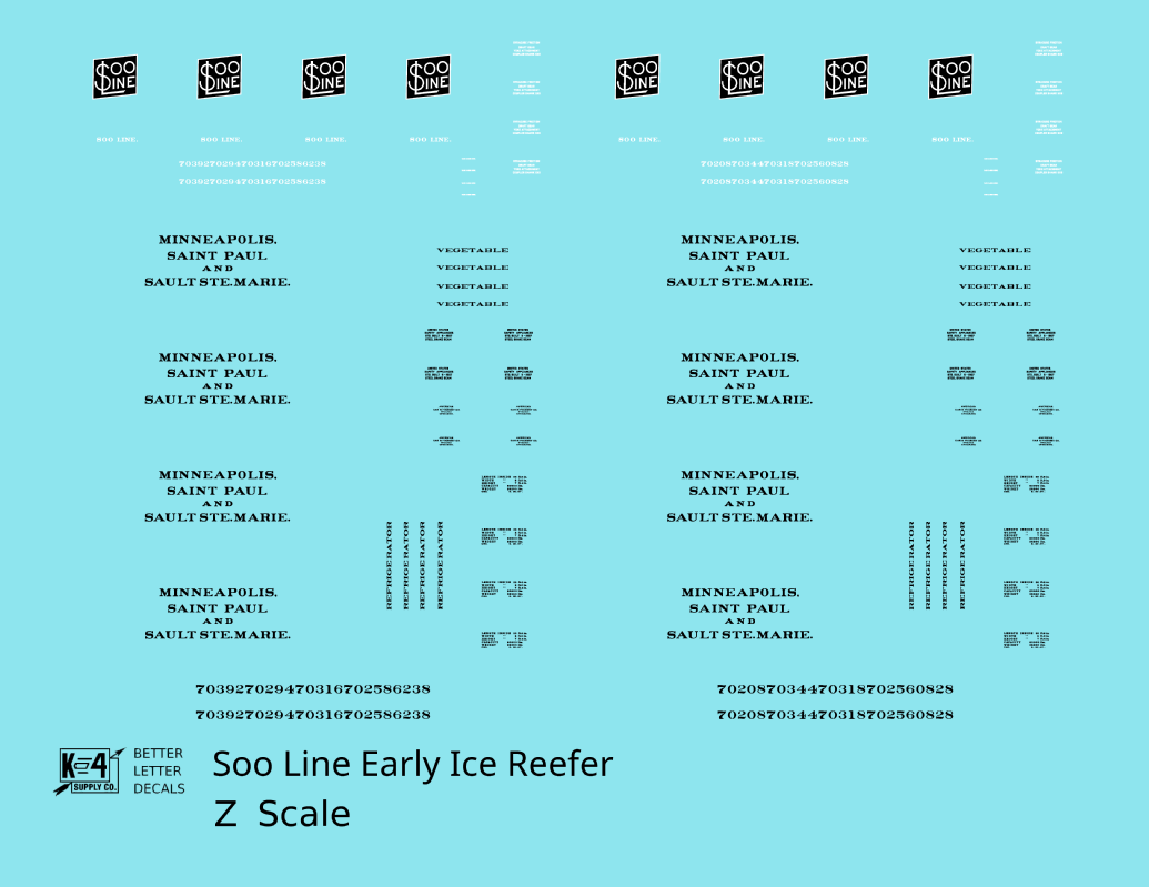 Soo Line Early Wood Ice Reefer Black  - Decal - Choose Scale