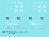 Soo Line Steam Locomotive White  - Decal - Choose Scale