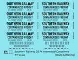 Southern Railway 20 Ft Intermodal Container Black  - Decal - Choose Scale