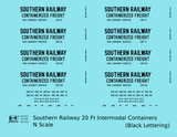 Southern Railway 20 Ft Intermodal Container Black  - Decal - Choose Scale